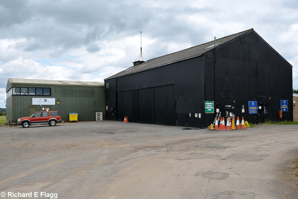 Grass runway and flight line at Sibson Aerodrome near Peterborough