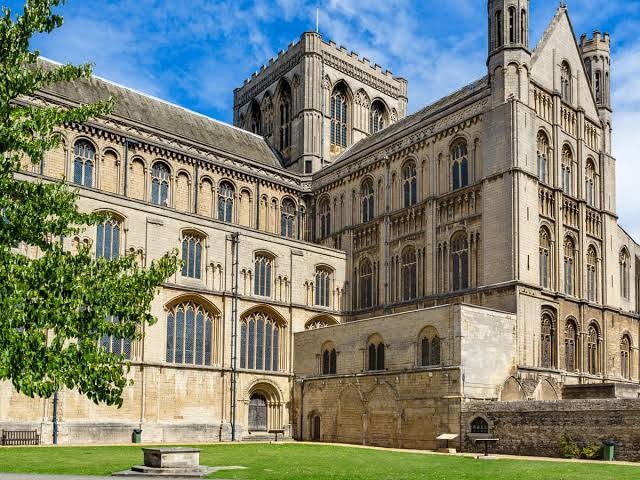 Peterborough Cathedral Norman architecture and west facade